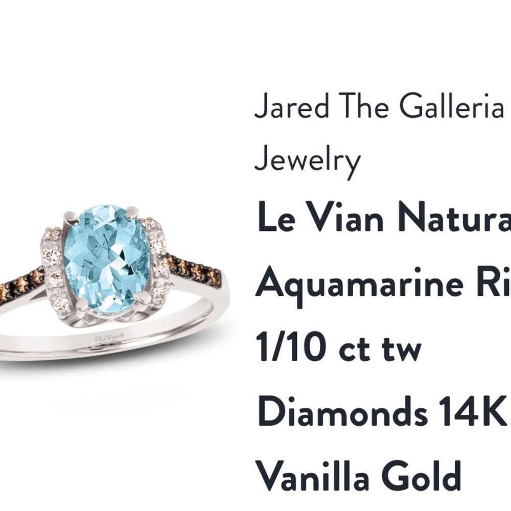 Levian Aquamarine and Diamond Ring in Vanilla Gold